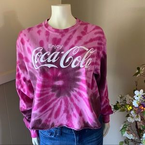 SOLD!! Coca-Cola Med Pink Long Sleeve Tie Dye Tee